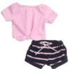 Sophia’s 2 Piece Summer Outfit With Tie Front Tee And Striped Shorts For 18" Dolls, Pink/Navy