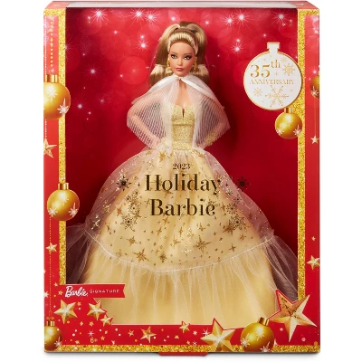 Barbie 13" Signature 2023 Holiday Collector Doll With Golden Gown And Light Brown Hair 4 Barbie 13" Signature 2023 Holiday Collector Doll With Golden Gown And Light Brown Hair - Image 4