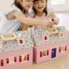 Melissa & Doug Fold And Go Wooden Dollhouse With 2 Dolls And Wooden Furniture