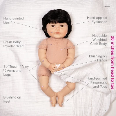Paradise Galleries Reborn Baby Doll Kayo Hana 20 Inch Toddler - Black Hair/Brown Eyes 6 Paradise Galleries Reborn Baby Doll Kayo Hana 20 Inch Toddler - Black Hair/Brown Eyes - Image 6