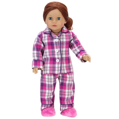 Sophia’s Flannel Pajama & Slippers Set For 18'' Dolls, Pink 2 Sophia’s Flannel Pajama & Slippers Set For 18'' Dolls, Pink - Image 2