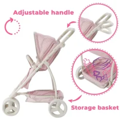 Olivia's Little World 2 In 1 Baby Doll Stroller Pram Foldable Pink/Grey OL-00009 -Barbie Store GUEST f38b07b7 34da 4a9c 9837 29c84fbea149