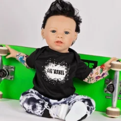 Paradise Galleries Reborn Toddler Boy Doll Lil' Rebel, 21 Inch With Black Rooted Hair And Blue Eyes, Made In GentleTouch Vinyl -Barbie Store GUEST f7d385c1 9f47 4d7d b27f 72b0f2e085e1