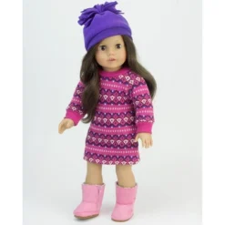 Sophia’s Fair Isle Knit Sweater Dress & Hat For 18” Dolls, Hot Pink/Purple -Barbie Store GUEST f870a938 0d23 4ef4 8d99 210b52ad8d03